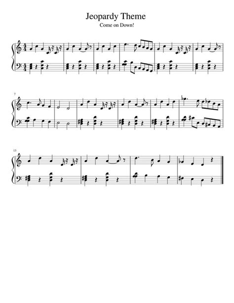 Jeopardy Theme | Piano music, Free sheet music, Sheet music