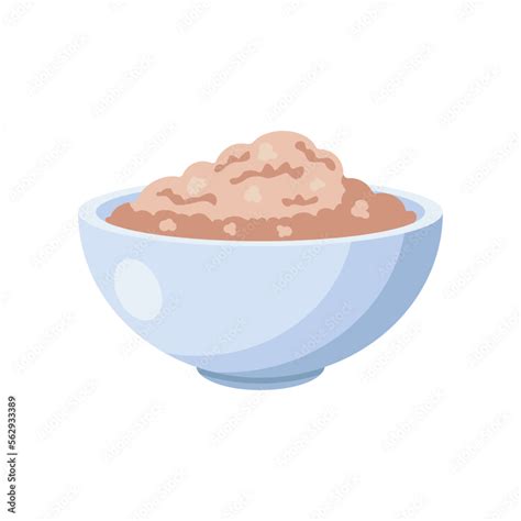 Oatmeal porridge for breakfast cartoon illustration. Bowl of porridge ...