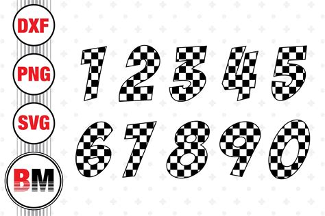 Checkered Numbers Svg Png Dxf Files By Bmdesign Thehungryjpeg