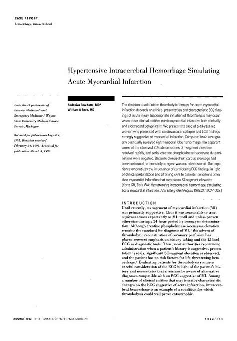 Pdf Hypertensive Intracerebral Hemorrhage Simulating Acute Myocardial Infarction Dokumen Tips