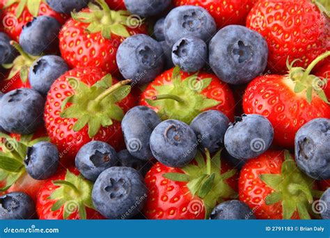 Strawberries And Blueberries Stock Image Image Of Ripe Berry