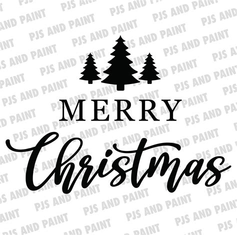 Merry Christmas With Trees Svg Merry Christmas Cut File Etsy