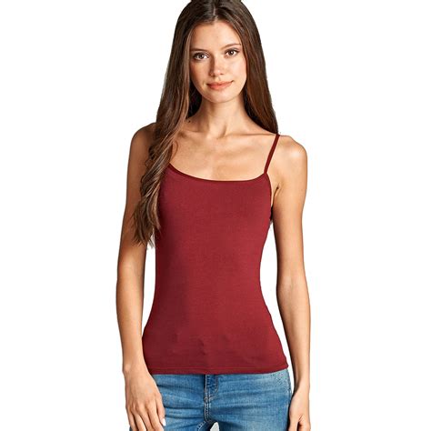 Womens Cami Built In Shelf Bra Adjustable Spaghetti Strap Tank Top