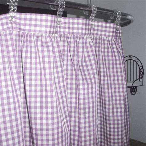 Light Purple Gingham Check Fabric Shower Curtain