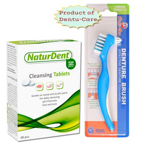 NaturDent Denture Cleaner Tablet With Dentu-Care Denture Brush