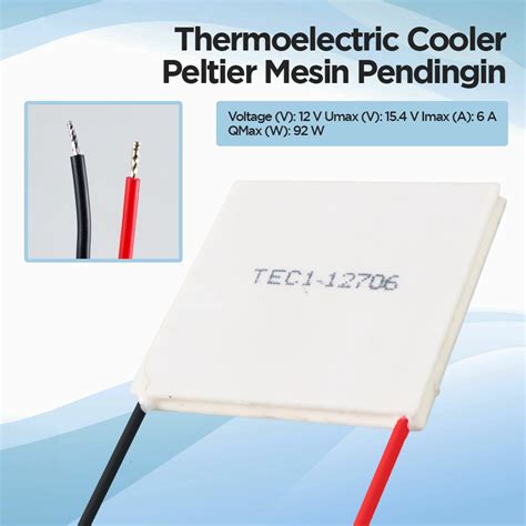 TEC Thermoelectric Cooler Peltier Mesin Pendingin TEC1 12706 91 2W