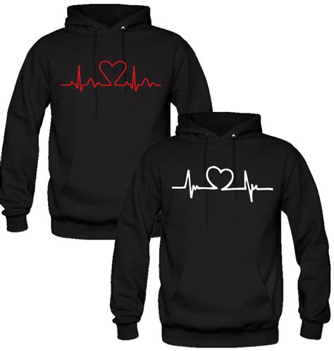 Heart Beat Design Love Couple Hoodies Teeeshop Couples Hoodies