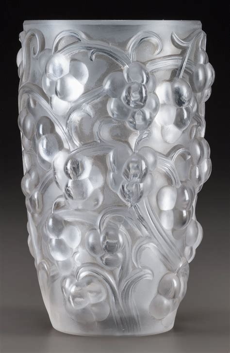 R Lalique Clear And Frosted Glass Raisins Vase Circa 1928 Wheel Carved R Lalique France