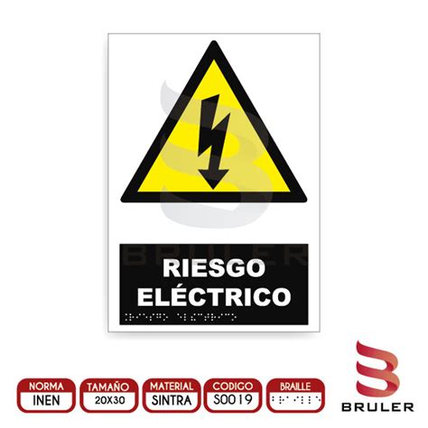 Señalética A4 Riesgo Eléctrico BRAILLE adicional Tienda Virtual