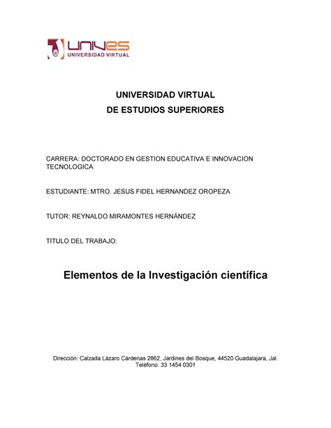 Elementos De La Investigacion Universidad Virtual De Estudios