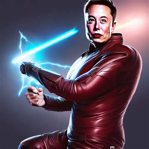 Elon Musk Power Warrior With Light Powers Highly Stable Diffusion