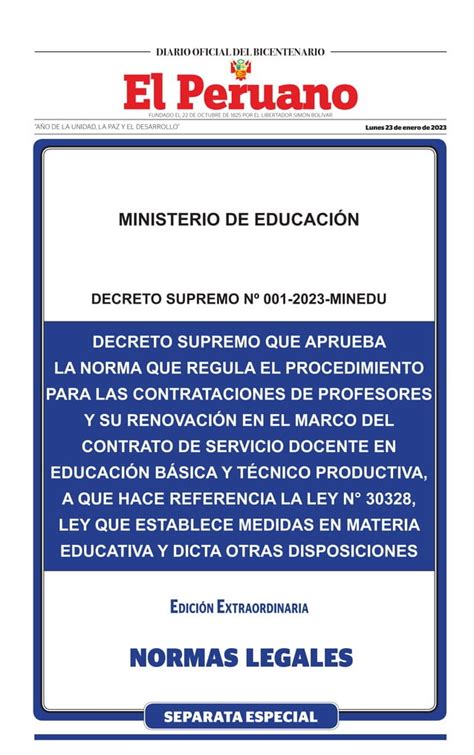 Ds N Minedu Aprueba La Norma Que Regula Procedimiento Para