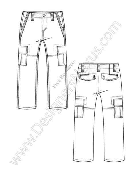 V35 Kids Cargo Pants Fashion Flat Sketch - Designers Nexus