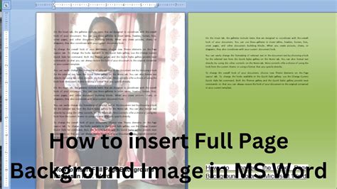 How To Insert One Page Background Images In Microsoft Word How To