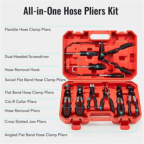 Omt 9pc Hose Clamp Pliers Hose Clamp Remover Kit With Flexible Wire