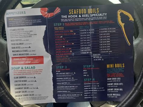 Menu At Hook And Reel Cajun Seafood And Bar Livonia