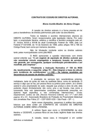 CONTRATO DE CESSÃO DE DIREITOS AUTORAIS PDF