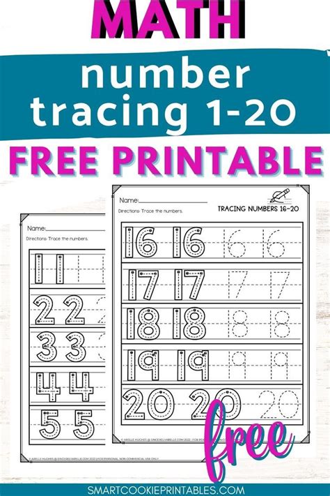 Free Numbers 1 20 Tracing Worksheets Artofit