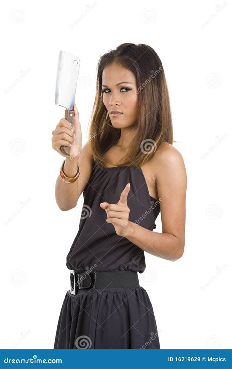 Beautiful Woman With Knife Stock Image Image Of Person 16219629