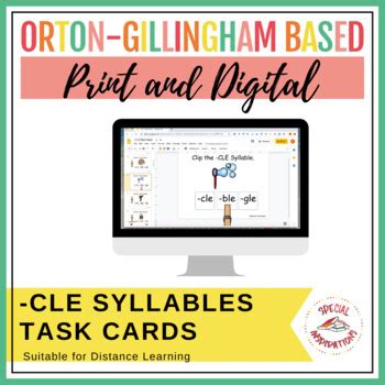 CLE Syllables Task Box Orton Gillingham Print Digital Google