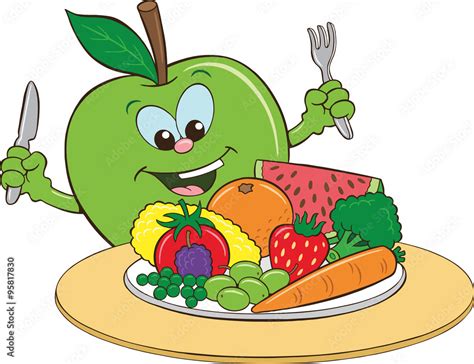 healthy eating cartoon stock vector adobe stock