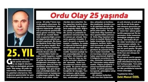 ORDU OLAY GAZETESİ ÇEYREK ASRA ULAŞTI MEDYA Ordu Gazete