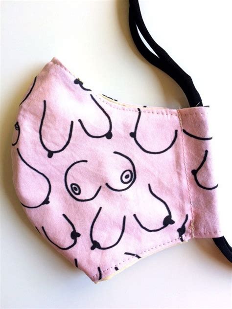 Pink Boobies Face Mask Boobs Face Mask Boob Mask Adult Face Etsy