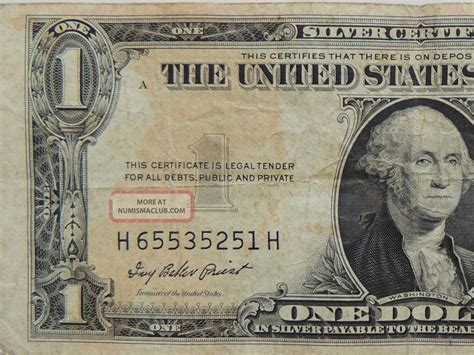 1935e One Dollar Silver Certificate H Series Blue Seal Note