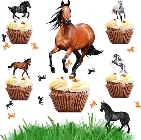 49 Pcs Cheval Décoration Gâteau Anniversaire Cheval Cupcake Topper Deco