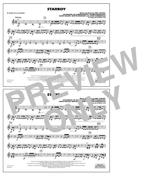 Starboy Bb Horn Flugelhorn Sheet Music Ishbah Cox Marching Band