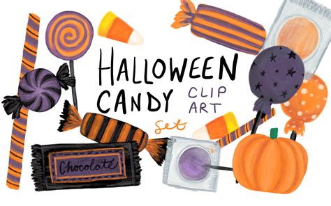 Halloween Candy Clip Art, Hand Drawn Halloween Candy, Commercial Use Clip Art, Halloween Clip ...