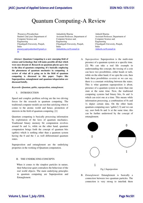 Pdf Quantum Computing A Review