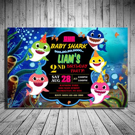 Baby Shark Invitation, Baby Shark Invite, Baby Shark Birthda - Inspire ...