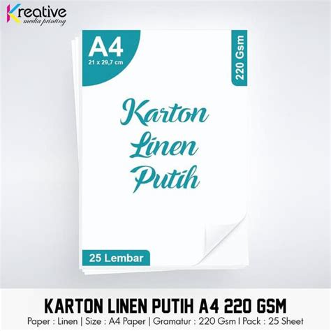 Jual Kertas Karton Linen Putih A4 220 Gsm 1 Pack 25 Lbr