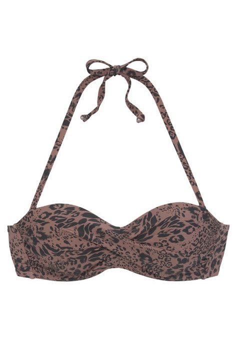 Lascana Leopard Print Bandeau Bikini Top Rwco