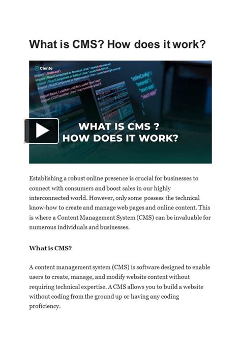 Ppt What Is Cms How Does It Work Powerpoint Presentation Free To