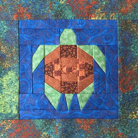 Sea Turtle Quilt Block Paper Pieced Pattern Etsy