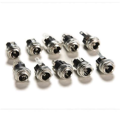 10pcs DC Power Supply Jack Socket Female Panel Mount Connector 5 5mm X