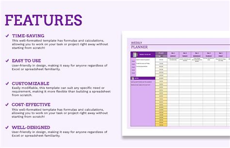 Weekly Planner in Excel, Google Sheets - Download | Template.net