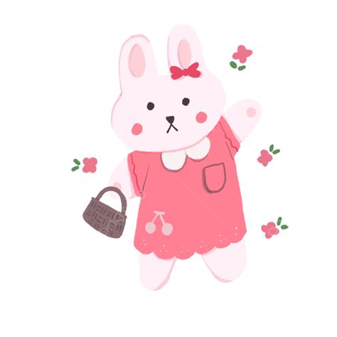 Korean Cute Bunny Png Image Cute Korean Bunny With Flowers Stickers