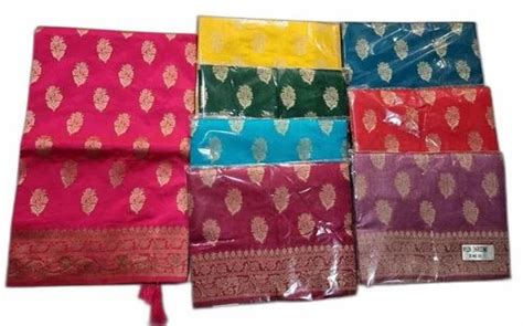 embroidered zari work soft silk saree    blouse piece  rs