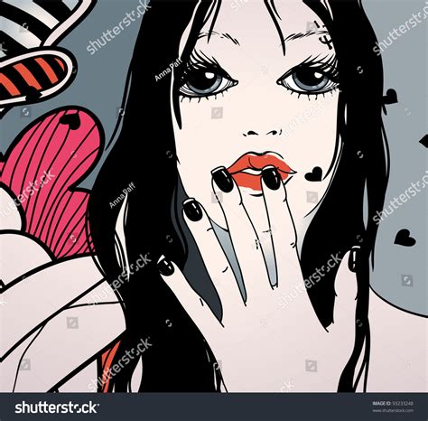 Vector Illustration Pretty Girl Dark Hair Stock Vector Royalty Free 93233248 Shutterstock