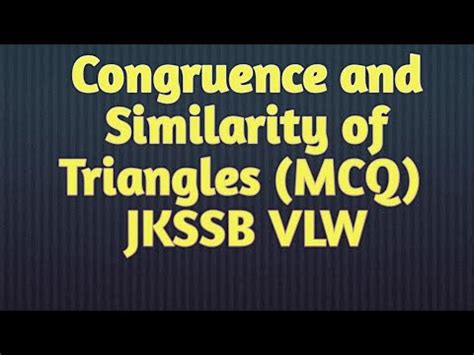 Congruence And Similarity Of Triangles Mcq Village Level Worker Vlw