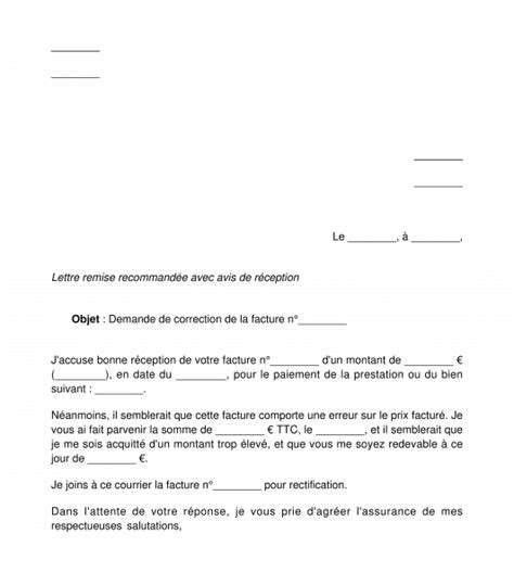 Modèle De Lettre De Réclamation De Paiement De Facture Exemple de Lettre