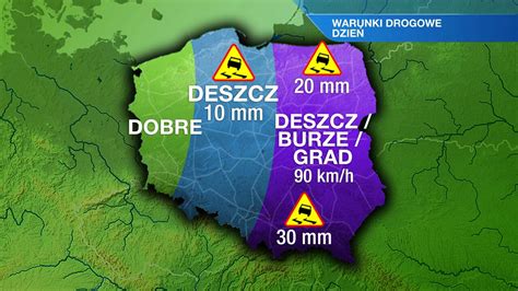 Deszcz burze grad Na polskich drogach będzie ślisko TVN Meteo