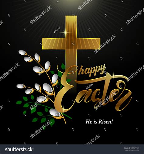 Happy Easter He Is Risen Cross