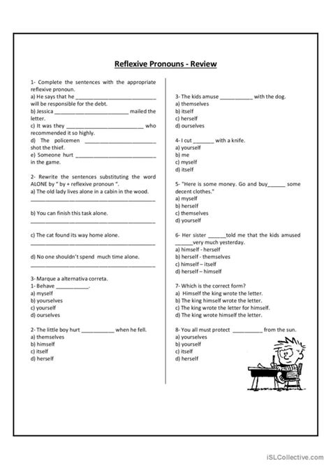 Reflexive Pronouns Exercises Esl Grammar Worksheet Pdf Worksheets