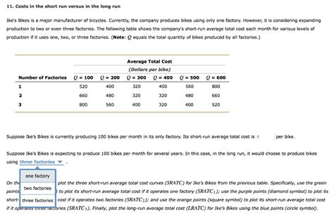 Solved 11 Costs In The Short Run Versus In The Long Run Chegg