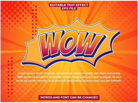 Wow Comic Stil Texteffekt Schriftart Bearbeitbare Typografie 3d