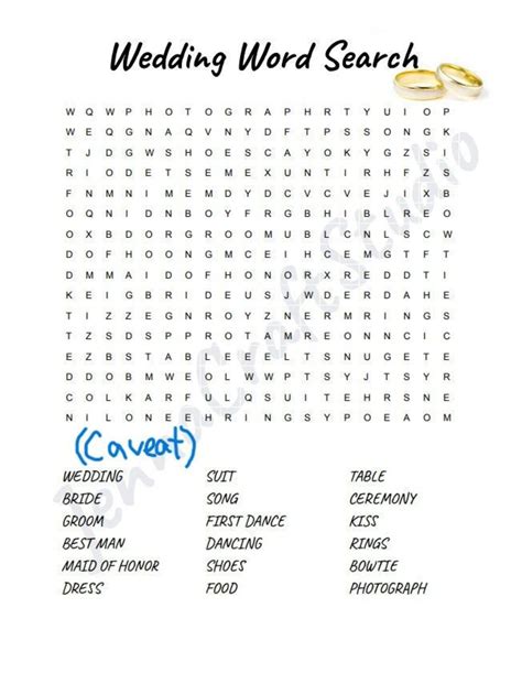 Custom Word Search Wedding Word Search Digital Download PDF - Etsy